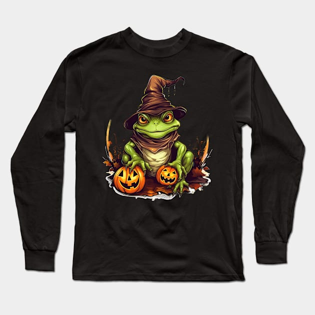 Frog Halloween Spooky Long Sleeve T-Shirt by Merchweaver